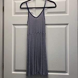 Navy and white striped dress